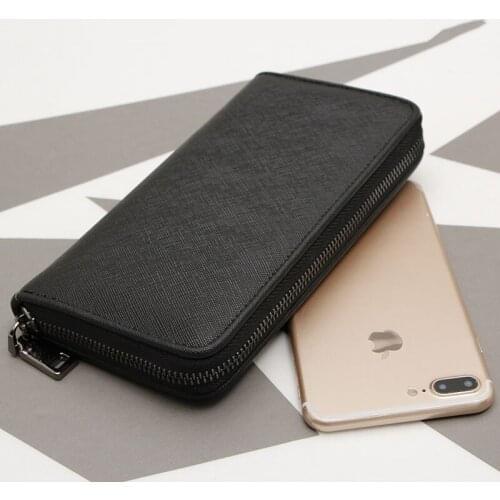 2019 New Mens Genuine Leather Long Wallet Card Holder Cowhide Clutch Zipper Wallet