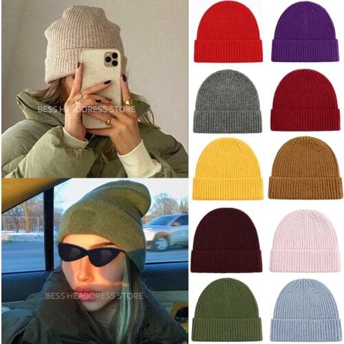 2021 New Autumn Hats for Women Men Beanies Knitted Solid Cool Hat Girls Female Beanie Warm Bonnet Casual Cap Winter Wholesale
