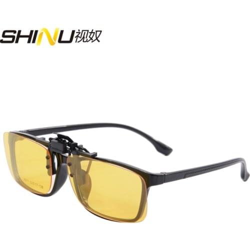UV400 ANTI Blue Light Clip on Glasses With Optical Eyeglasses Frame Yellow Night Driving Clip On Eye glasses