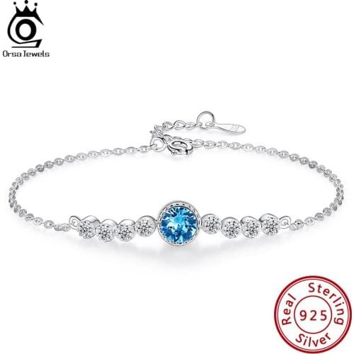 ORSA JEWELS Crystal Bracelets for Women Pink Crystal Zirconia 100% 925 Sterling Silver Women Bracelet Genuine Jewelry Gift SWB03