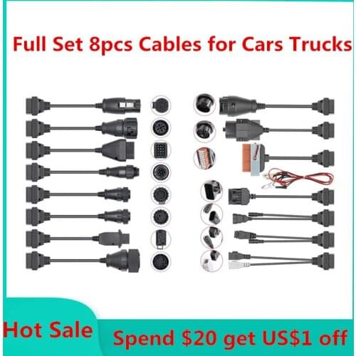Full Set 8 Cables for Trucks Cars Automotive For Scania For BMW OBD OBD2 Scanner Car Diagnostic Auto Tool 8pcs Full Set Cables
