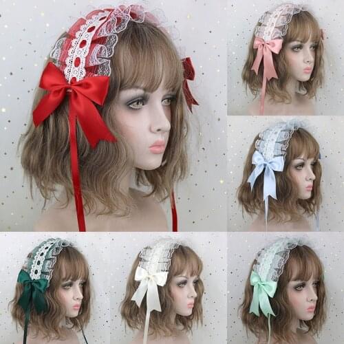 Lovely Sweet Hair Hoop Lolita Lace Flower Headwear Anime Maid Cosplay Headband Hair Accessory Hand Made For Girls Gift
