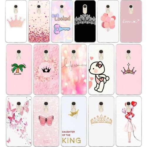 346FG pink Crown Princess Luxury design Soft Silicone Tpu Cover phone Case for xiaomi redmi 7 7a note 4A 4X 6 Pro 6A 7