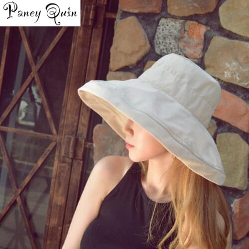 Summer Fashion Women Girl Sun Hat CAPS Foldable Cotton Ladies Wide Outdoor Leisure Beach hats sun protection hats wholesale