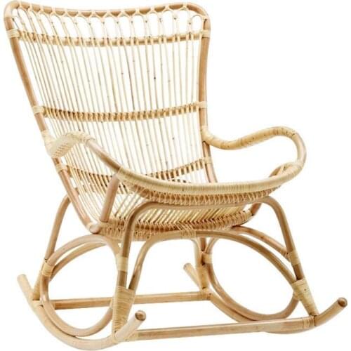 TT Ancient Fish Real Rattan Rocking Chair Adult Recliner Ins Leisure Home Lunch Break Chair Balcony Lazy Rattan Chair