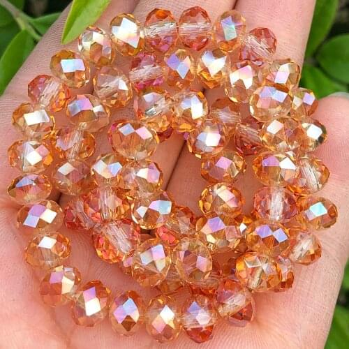 Dark Champagne AB Multicolor Austria Crystal Glass Bead Faceted Rondelle Loose Spacer Beads For Jewelry Making Diy Bracelet