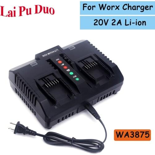 For Worx WA3875 20V Lithium Battery 2.0A Charger For Worx WA3520 WA3525 WA3578 WA3575 WA3742 Charger