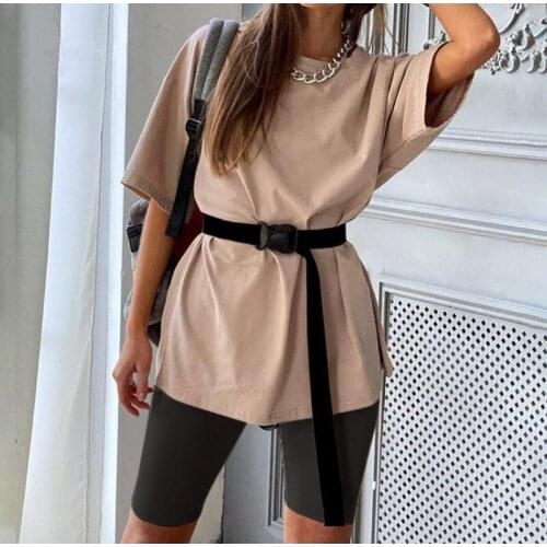 Casual Solid Outfits Womens Two Piece Suit with Belt Home Loose Sports Tracksuits Fashion Bicycle Summer Hot Suit 2021 y2k