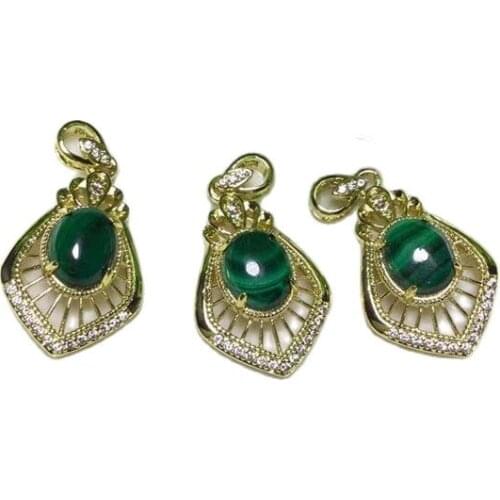 1Pc Silver Plated mosaic Irregular shape Malachite Pendant For Women Necklace Jewelry