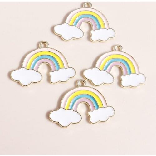 10pcs 28*19mm Fancy Rainbow Charms Pendants Necklaces Earrrings Jewelry Making Accessories diy Handmade Craft Supplies