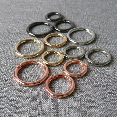 10 pcs Metal Spring Gate O ring Openable Keyring Car Keychain Leather Bag Belt Strap Chain Buckle Snap Clasp Sewing Accessories