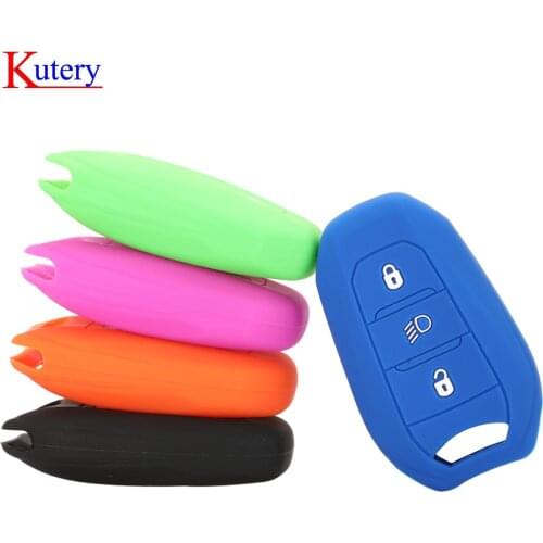 Kutery 10PCS Silicone Colorful Remote Car Key Cover Case 3BTN For Peugeot 3008 5008 Citroen C3 Dispatch Crew Cab Replacement