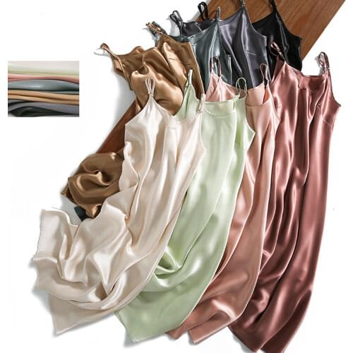 Silk Suspender Nightdress Sexy Female Silk Pajamas Can Be Worn Outside Satin A-line Skirt Dress 2021 New