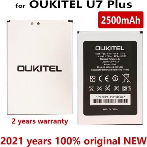 100% Original 2500mAh Replacement battery For OUKITEL U7 PLUS Phone High Quality Batteries Bateria With Tracking number