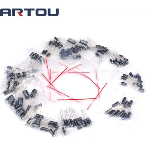 120pcs 1uF-470uF Electrolytic Capacitor Package 12value 1UF 2.2UF 3.3UF 4.7UF 10UF 22UF 33UF 47UF 100UF 220UF
