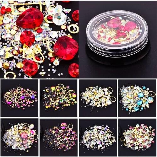3D Nail Crystal Rhinestones Nail Art Decorations Mixed Colorful Acrylic Alloy Metal Frame Diy Art Nails Decor