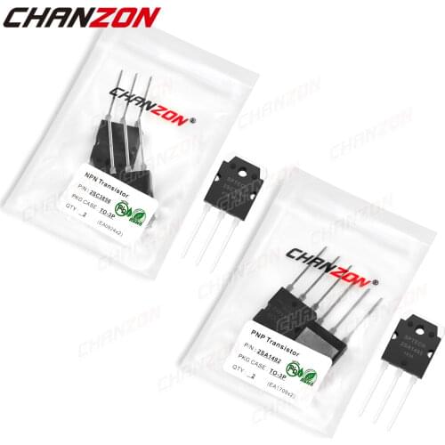 4pcs (2PCS 2SA1492 + 2PCS 2SC3856) TO-3P NPN PNP Transistor Kit Bipolar Junction BJT Triode Tube Fets DIY Integrated Circuits