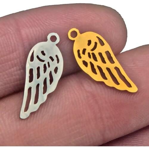 5pcs Stainless Steel Gold Angel Wings Pendants DIY Earrings Bracelet Charm Handicraft Jewelry Making Necklaces Crafts Findings