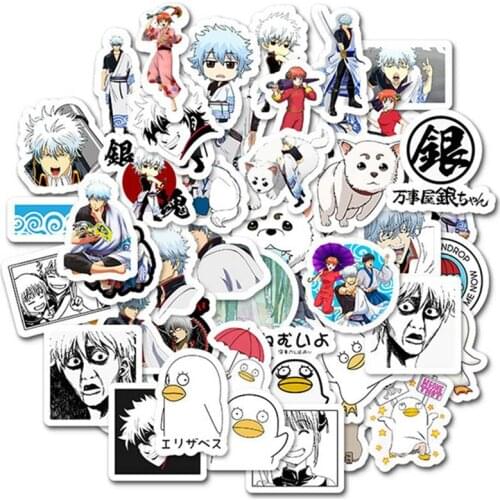 50 Pcs/Set New High Quality Anime Gintama Luxury Stickers Laptop Mobile Phone Book Plastic Transparent Decal Sticker Toy Sticker
