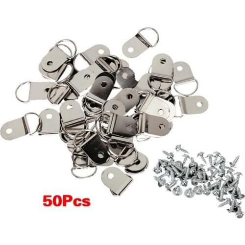 50 Pcs Medium D-Ring Picture Frame Strap Hangers with Screws