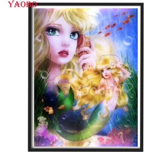 5D Diamond Art Painting Mermaid princess girl Diamond Mosaic Cross Stitch Embroidery Sets Cartoon Needlework Creative Hobbies