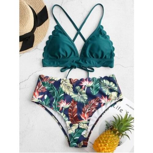 Bikini Push Up 2021 Summer Floral Sexy Swimwear Sport Women Plus Size Swimming Suit for Women Swimsuit High Waist Bikini Set