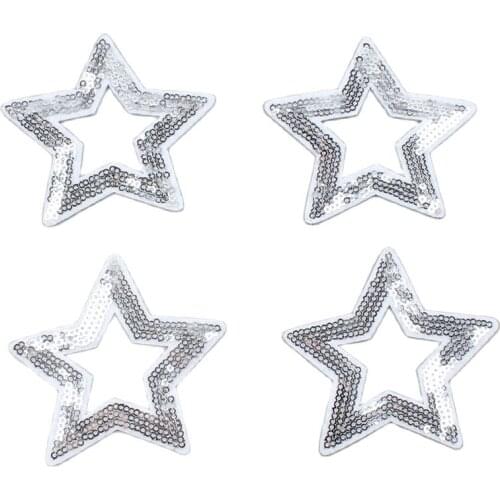 10ps Glitter Star Patches Embroidery Iron On Sequined Stickers DIY Handmade Patchcrafts Sewing Fabric Appliques Coats Badge
