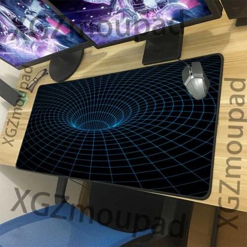 XGZ Large Gaming Mouse Pad Black Lock Edge Technology Spiral HD Office Computer Custom Table Mat Rubber Stripe Non-slip Xxl