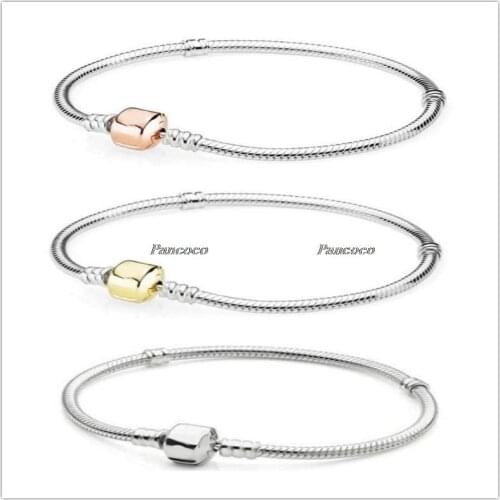 925 Sterling Silver Bracelet Snake Chain Lobster Clasp Basic Bracelet Bangle Fit Women Bead Charm Diy Fashion Jewelry