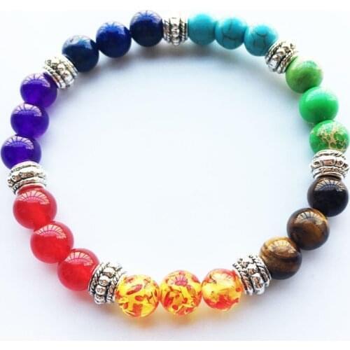 Delicacy Natural Stone Beads 7 Chakra Bracelet Women Men Fashion Charm Bracelet Yoga Buddha Elasticity Jewelry Gifts 2019