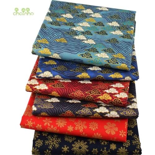 Chainho,Bronzing Series,Printed Twill Cotton Fabric,For DIY Quilting Sewing Baby & Childrens Sheet,Pillow,Material,Half Meter