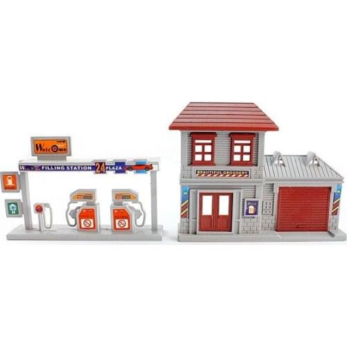 D512 villa,gas station 2pcs/LOT suitable for electric rail train toys general track scene accessories Childrens toys