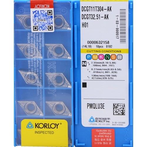 DCGT070202-AK DCGT070204-AK DCGT070208-AK DCGT11T302-AK DCGT11T304-AK DCGT11T308-AK H01 KORLOY Aluminum use insert