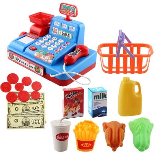 Kids Supermarket Pretend Play Set Cash Register Toys Playset Birthday Gift