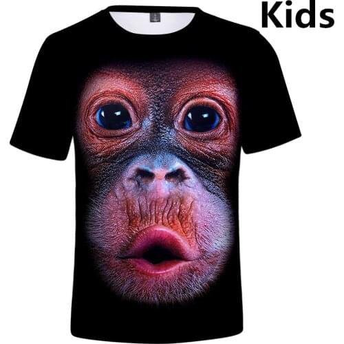 3 To 13 Years Kids T Shirt 3D Gorilla Tiger Lion Doge Printed tshirt T-Shirt Boys Girls Long Sleeve T Shirts Children Clothes