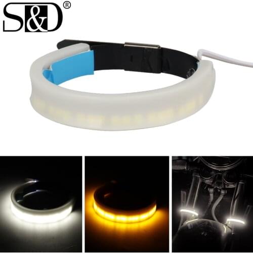 Flexible 30SMD LED Motorcycle Turn Signal Light DRL Amber White Green Blue Moto Ring Fork Strip Waterproof Lamp Brake Stop Bulb