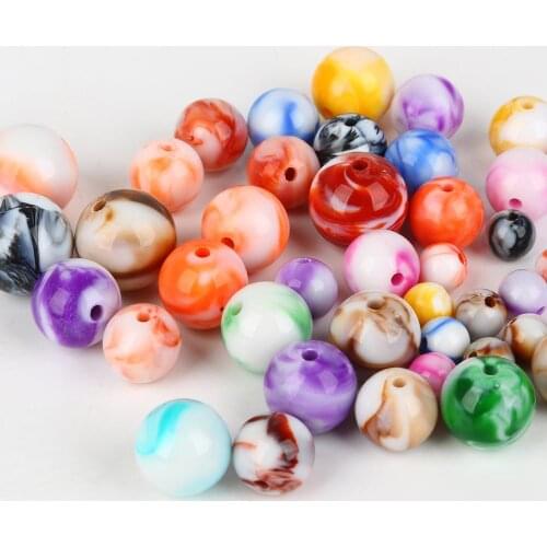 Hot Sale Acrylic Spacer Beads Round At Random AB Color Stripe for DIY 8mm/10mm/12mm/14mm/16mm Dia, Hole: Approx 2mm, 15-100Pcs