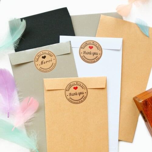 12sets Retro Kraft Paper Envelope Classical Party Invitation Envelope with Thank you Stickers Mix Color DIY Craft Gift Bag