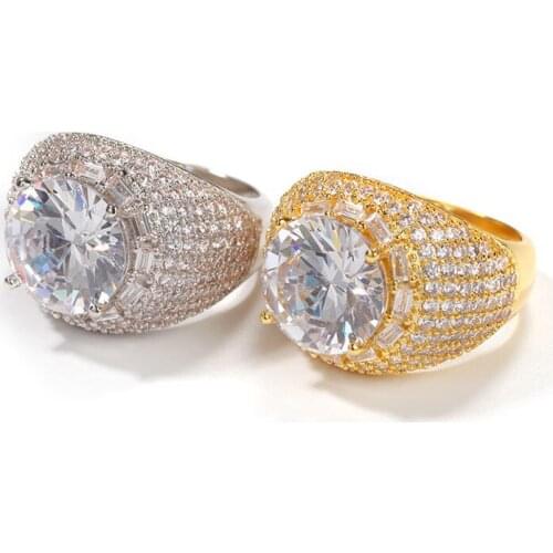 Hip-hop Ring Inlaid with Zircon Arc-shaped Mens Fashion Index Finger Ring Male Jewelry Gift