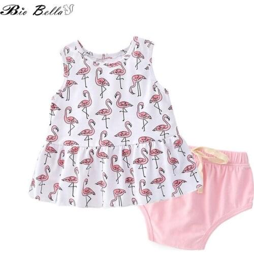 Biobella Girls Clothing Sets New Summer Cute Animal Print Vest+Pink Shorts Fashion Kids Clothes Casual Sets For Children
