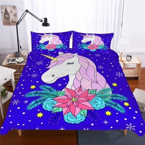 Bedding Set 3D Printed Duvet Cover Bed Set Unicorn Home Textiles for Adults Lifelike Bedclothes with Pillowcase #DJS02