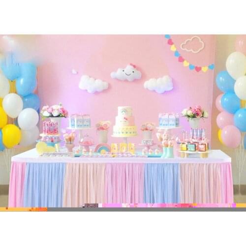 Creative Wedding Party Mesh Lace Tableware Cloth Tutu Tulle Table Skirt Cover Birthday Baby Shower Party Home Decor Table Skirt