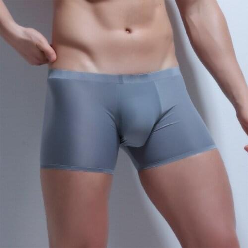 Cool Ice Silk Underwear Men Boxer Shorts Pouch Big Penis Lycra Bulge Panties Plus Size Underpants Seamless Enhances Boxershorts