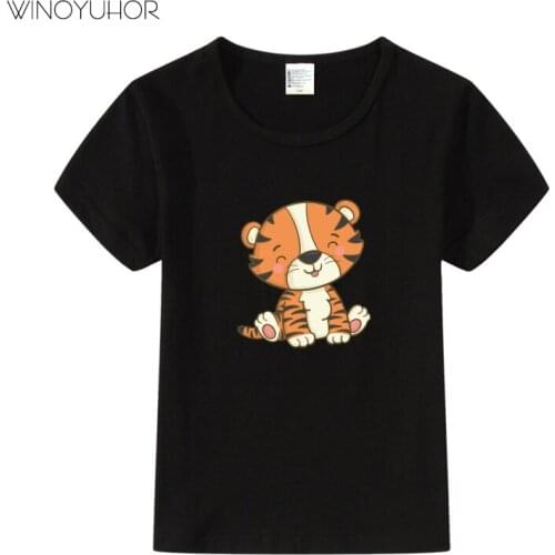 Hot Sale Brand New Fashion Summer T-shirt Tiger Print Casual Tops Tees Cotton Kids Boy Girls Clothes Size 2-9 Year