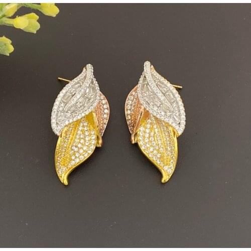Lanyika Fashion Jewelry Luxury Leaf Zircon Micro Plated Earrings For Women Wedding Banquet Daily Popular Best Gifts