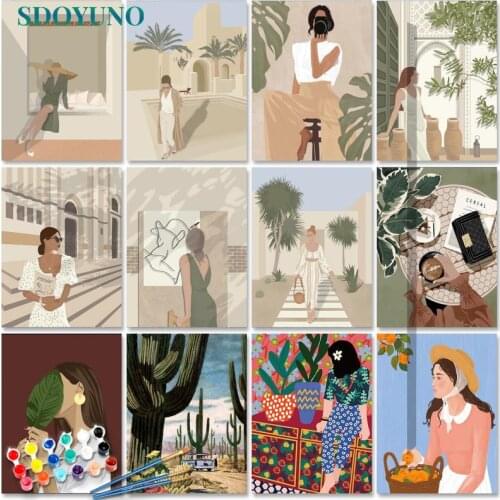 SDOYUNO 40x50cm Oil Paint By Numbers Figure DIY Set of Acrylic Paint For Painting By Numbers On Canvas Women Home Decor Wall Art