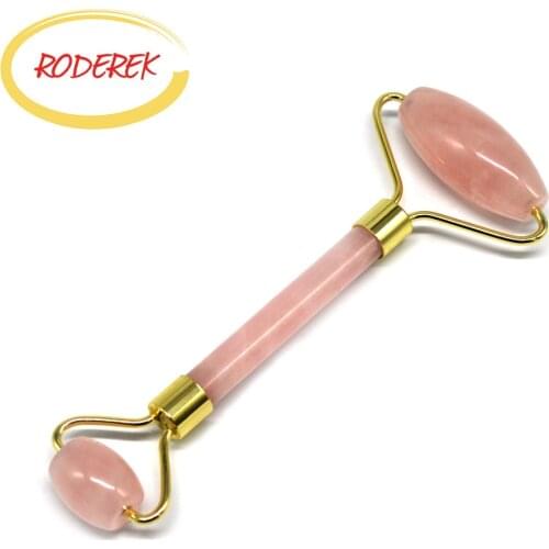 Natural Jade Roller For Anti Cellulite Rose Quartz Facial Massage Roller of Face Massage