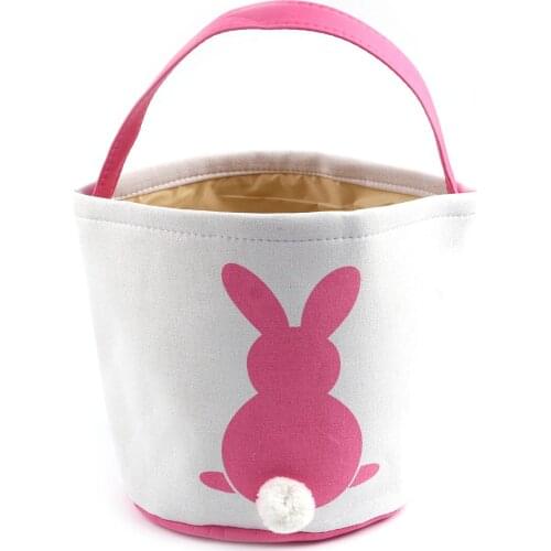 Convas Rabbit Printed Easter Rabbit Basket Eggs Bunny Easter Decorative Bag Egg Decorations Decors Ornaments Party Gift Bag