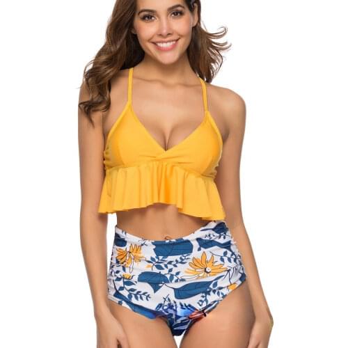 Sexy Bikinis Women Swimsuit 2021 Summer Beachwear Bathing Suits Swim Wear Padded Push up Swimwear Halter Top Bikini Set
