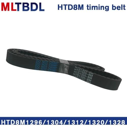 Rubber synchronous belt HTD8M 1296 1304 1312 1320 1328 pitch=8mm arc tooth industrial transmission toothed belt width15/20/30/40